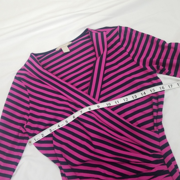 Banana Republic Small Stripe Surplice Dress Pink - Picture 7 of 7